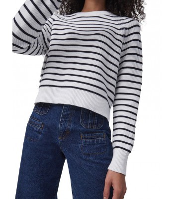 French Connection Lillie Mozart Stripe Jumper (White/Blue)